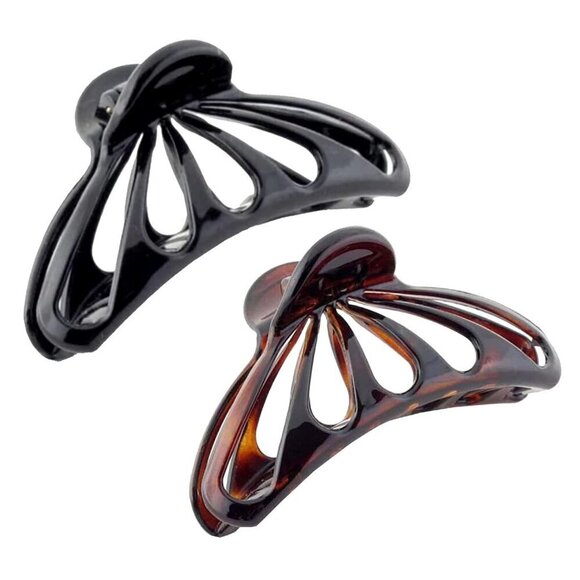French Rain Drop Hair Claw Celluloid Tortoise Shell Black 4-inch Durable